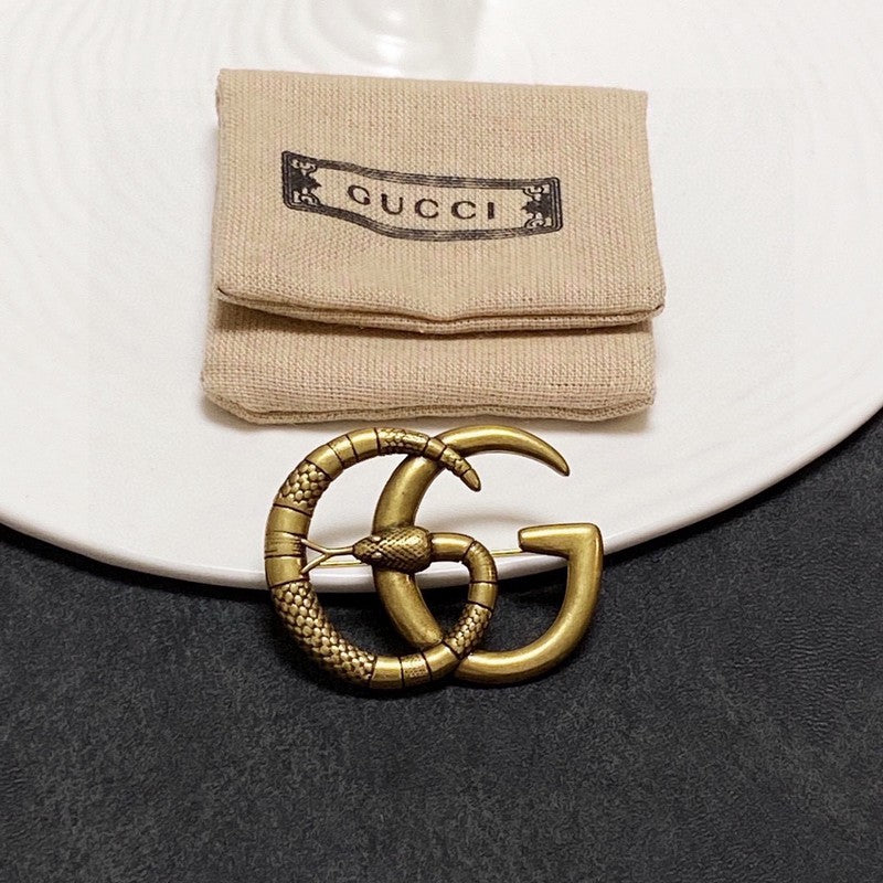18K Double Gucci Snake Brooch