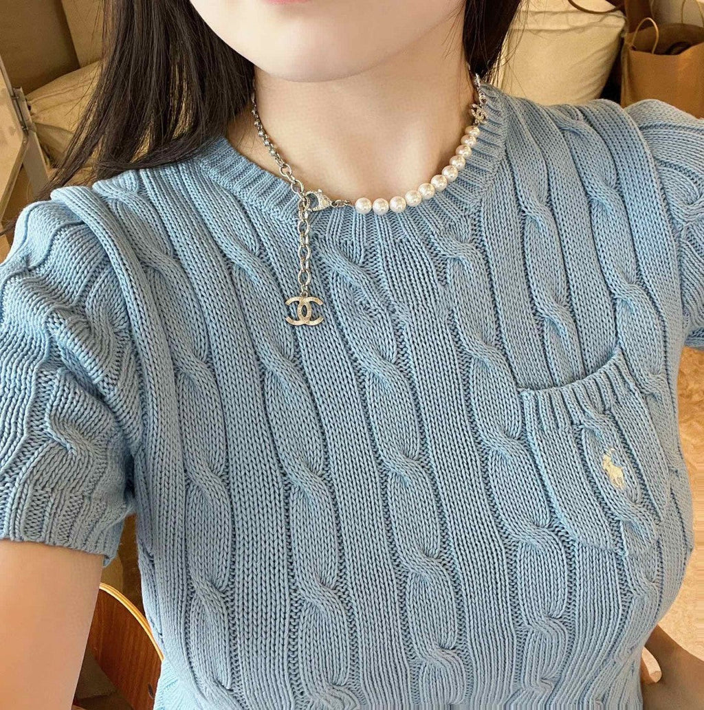 18K  Chanel Pearls Crystals Necklace