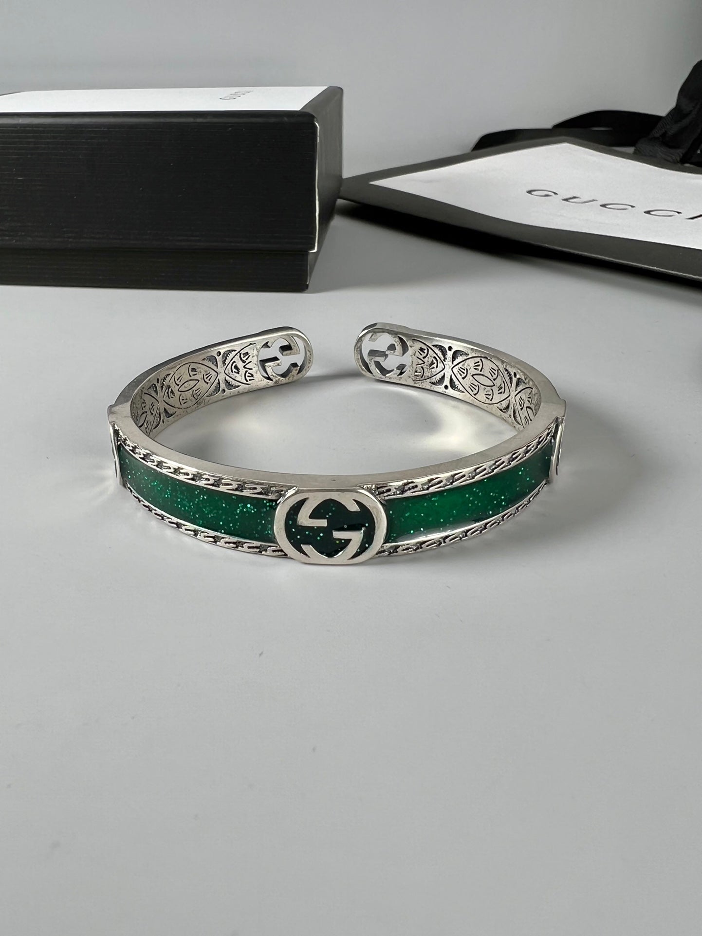 Double Gucci Interlocking Gucci Bangle Wide Bracelet