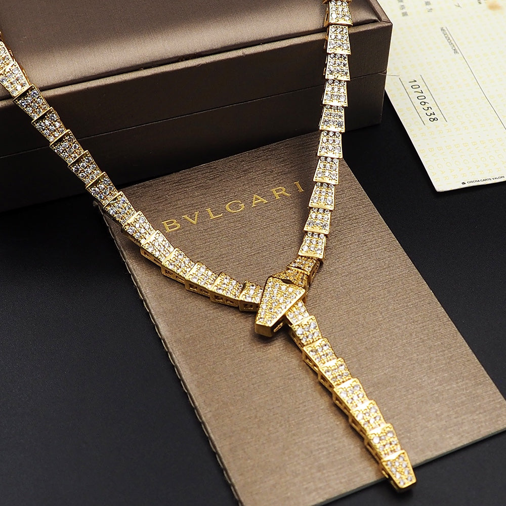 18K BVLGARI Serpenti Viper Full Pave Diamonds Necklace
