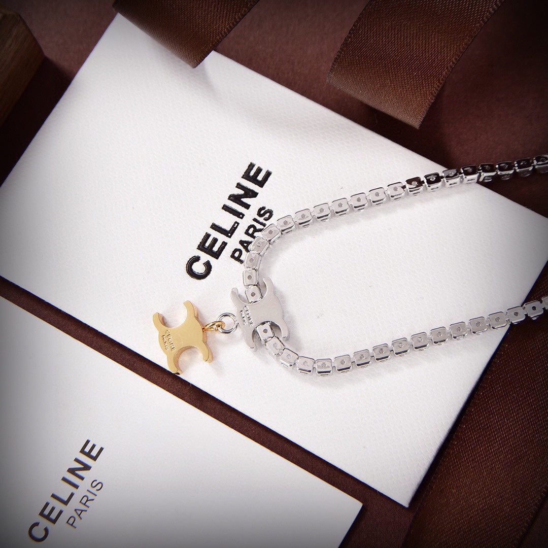 18K Celine Crystals Link Necklace