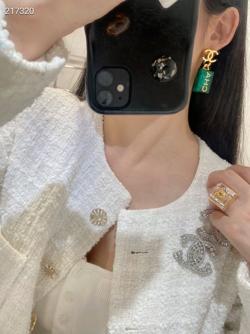 18K  Chanel Green Perfume Bottle Earrings