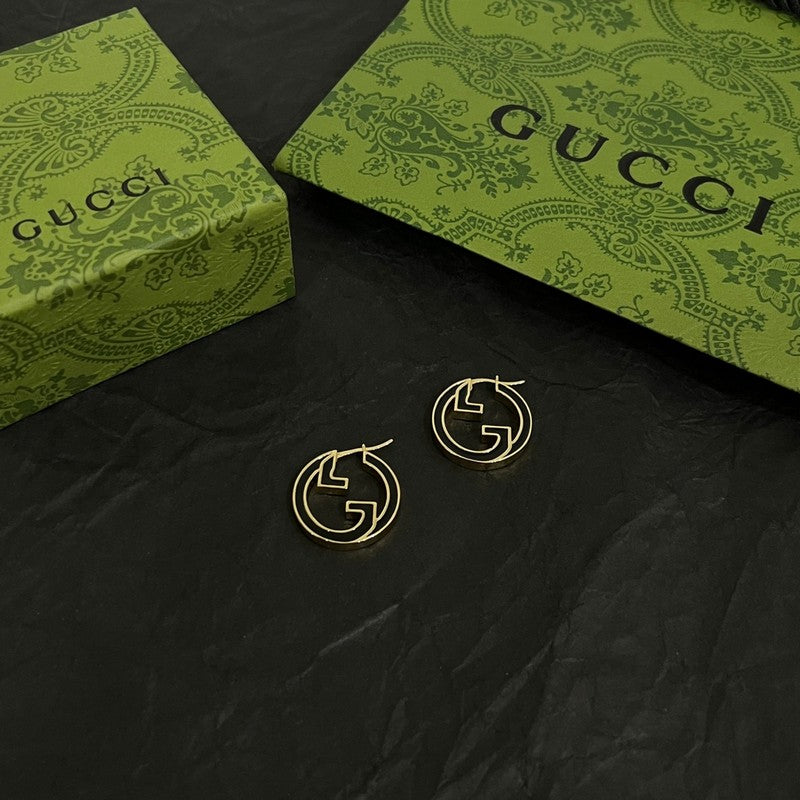 18K Double Gucci Color Hollow Earrings