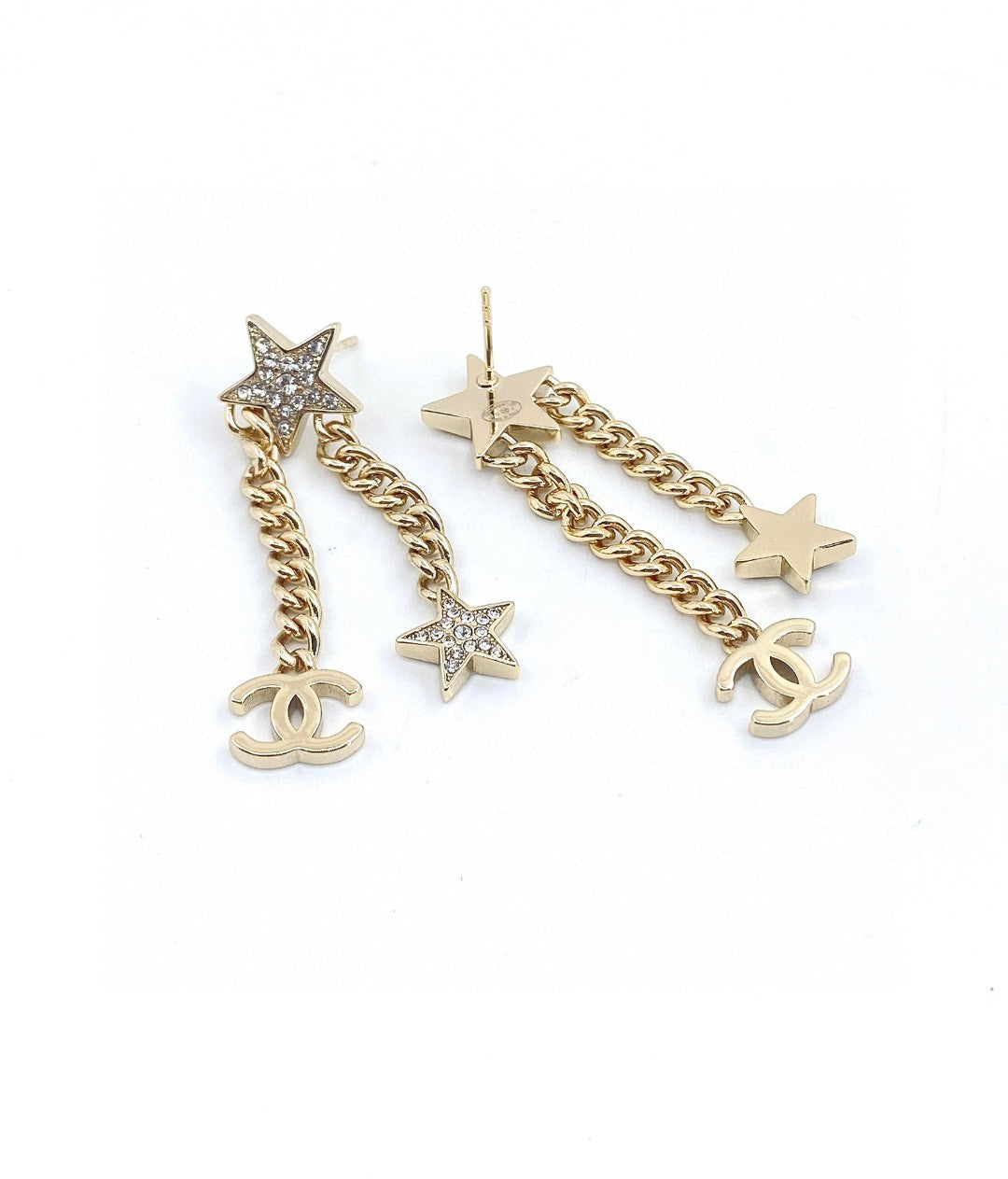 18K  Chanel Star Diamonds Long Earrings