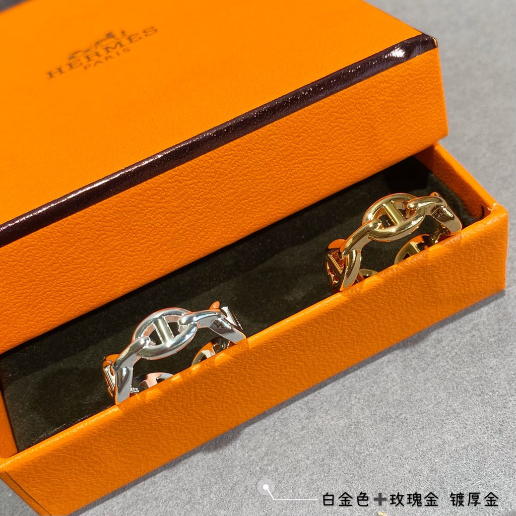 18K Chaine D'Ancre Enchainee Hermes Ring