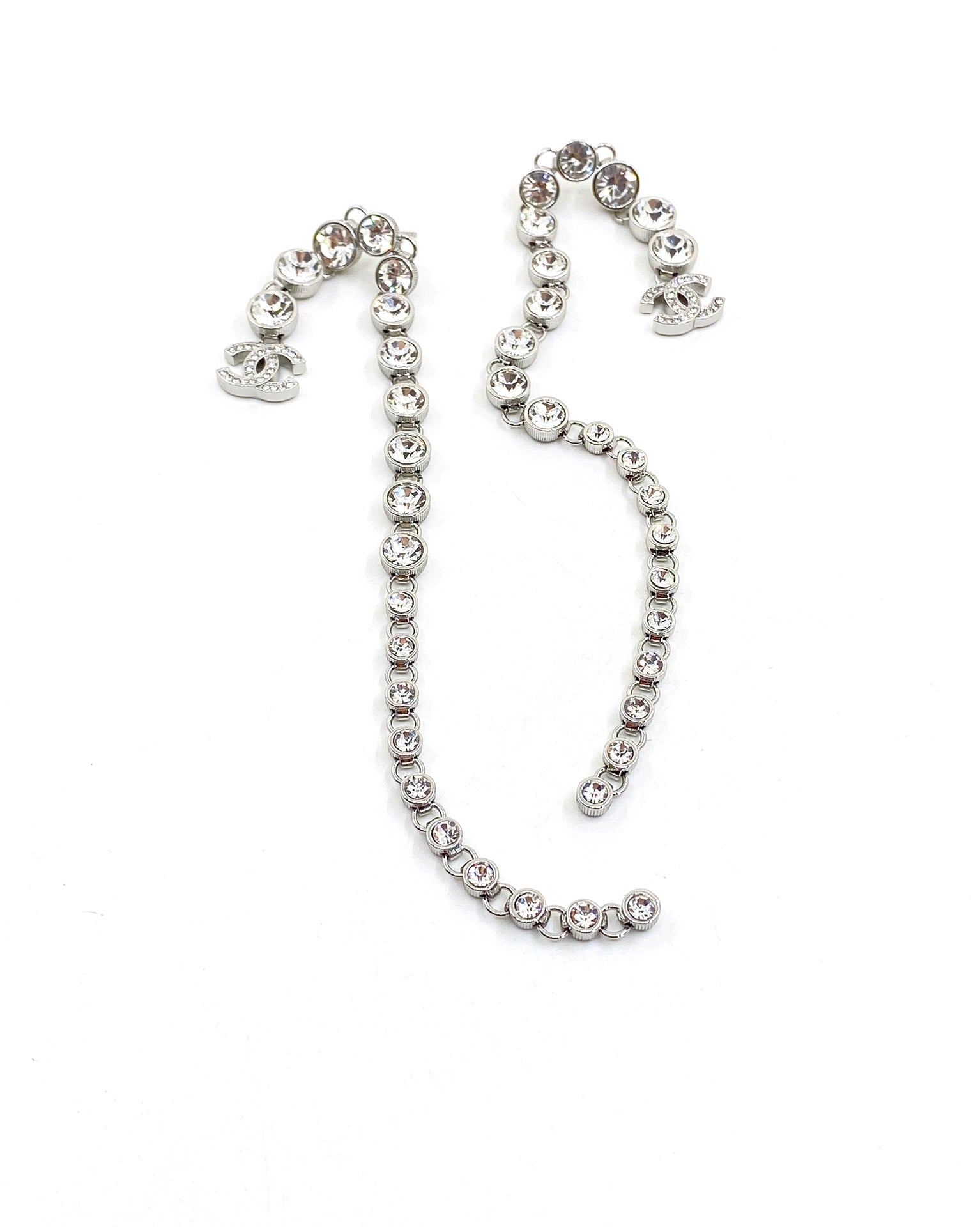 18K  Chanel Long Crystal Earrings