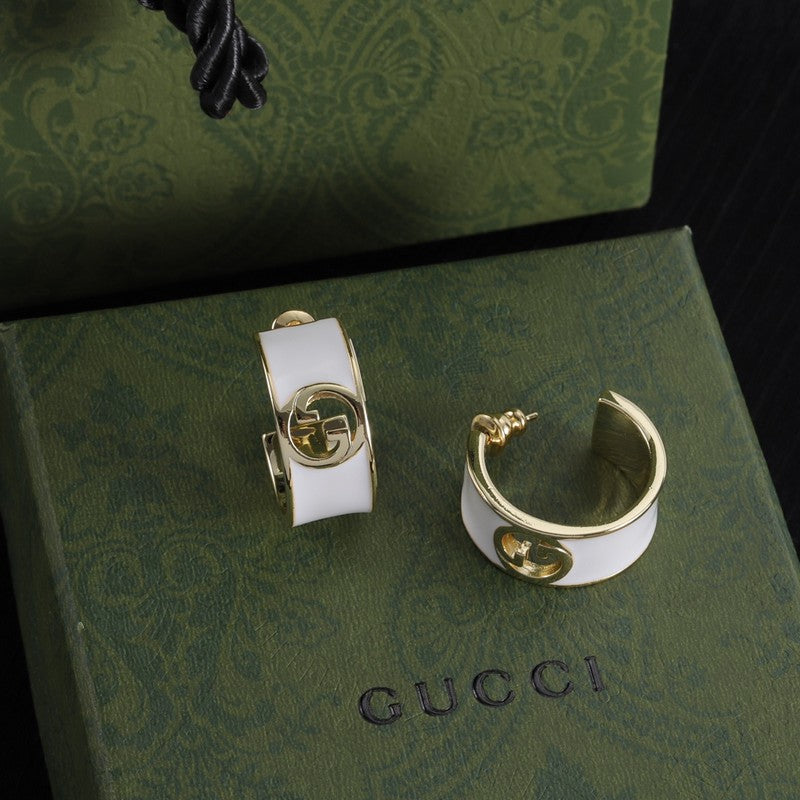 18K Double Gucci Color Enamel Earrings