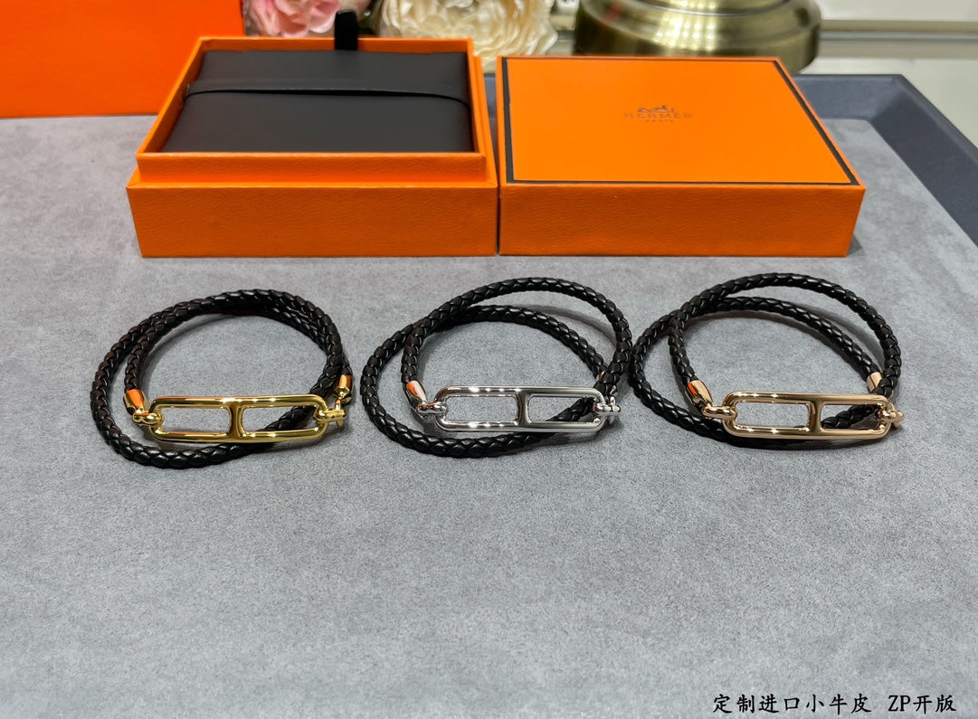 18K Roulis Double Tour Black Hermes Bracelet
