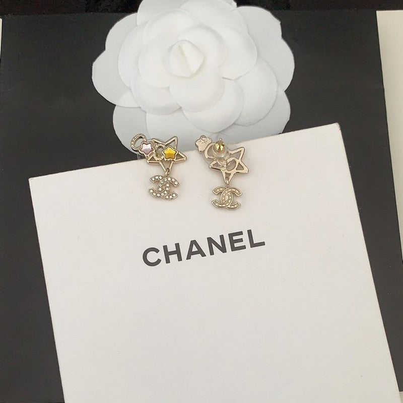 18K  Chanel Color Crystal Star Earrings