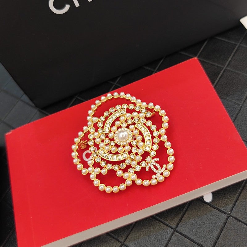 18K  Chanel Camellia Pearl Brooch