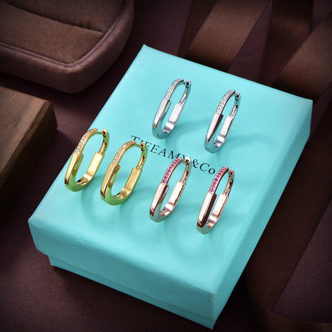 18K Tiffany Lock ROS¨¦ Edition Medium Earrings