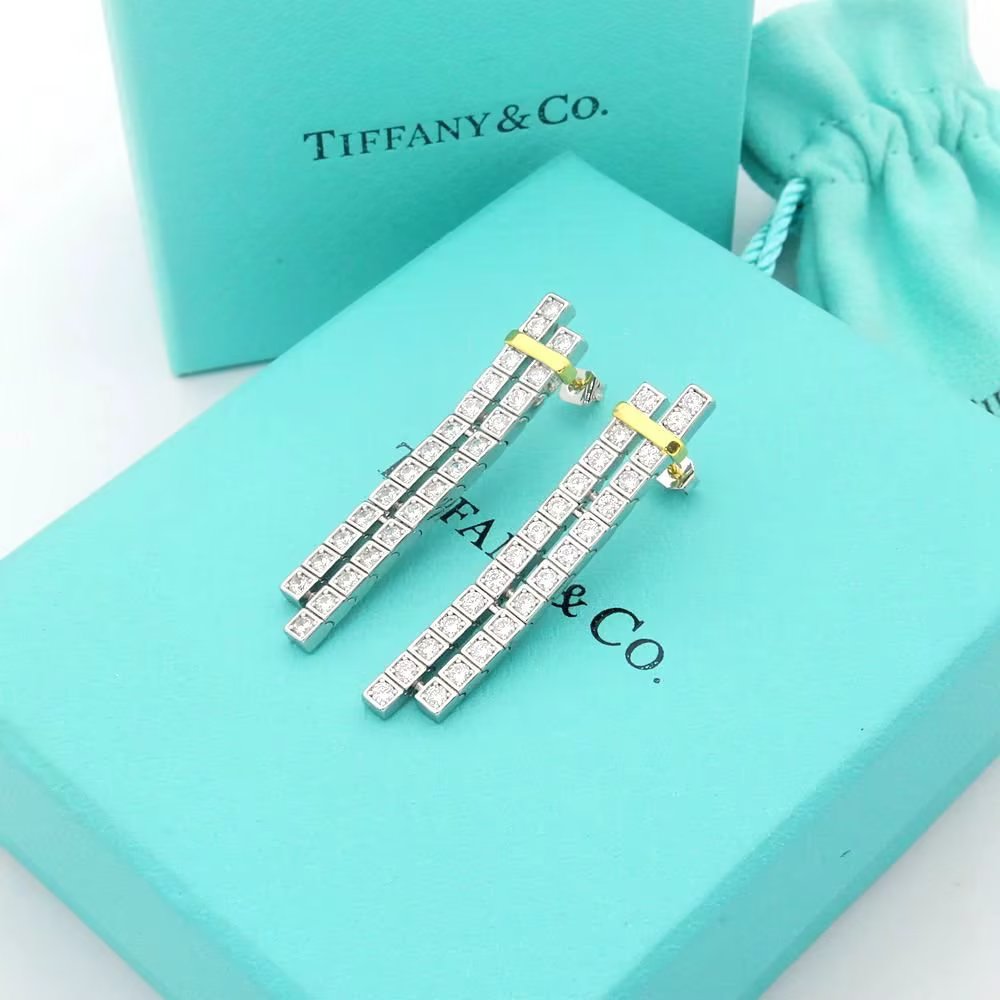 18K Tiffany Edge Drop Earrings