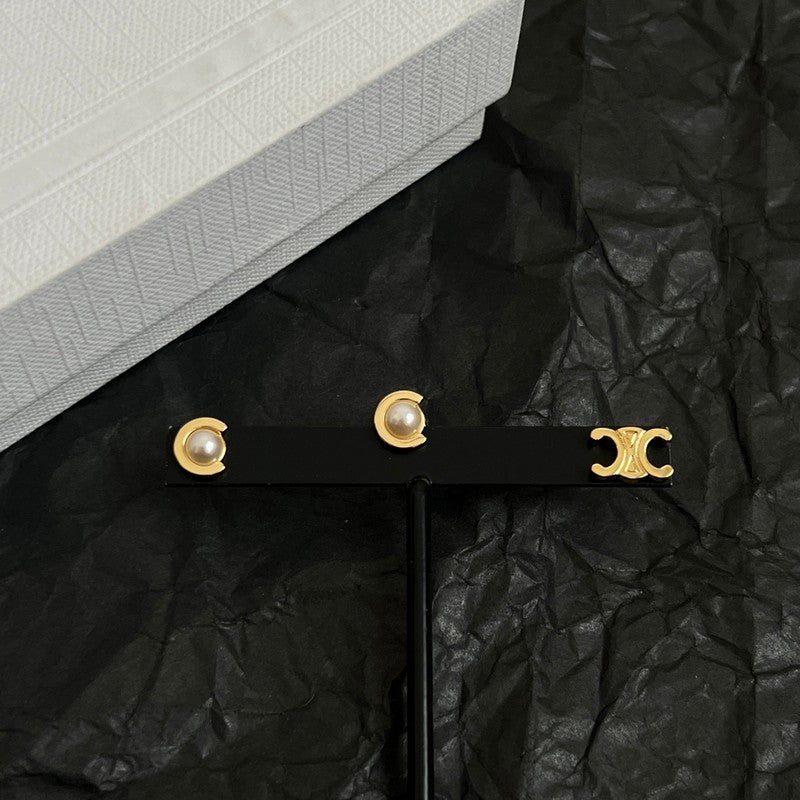 18K Celine Pearl Gold Earrings