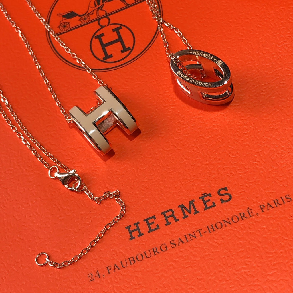 18K Mini Pop Hermes Grey Necklace