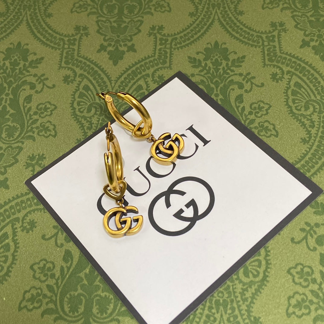 18K Double Gucci Hollow Earrings