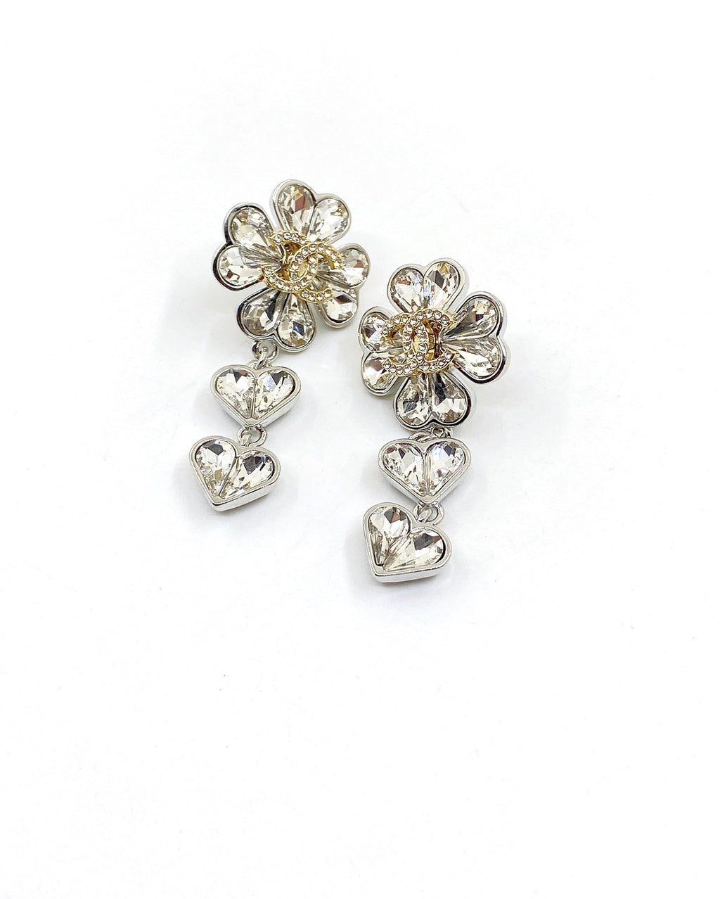 18K  Chanel Crystal Flower Earrings