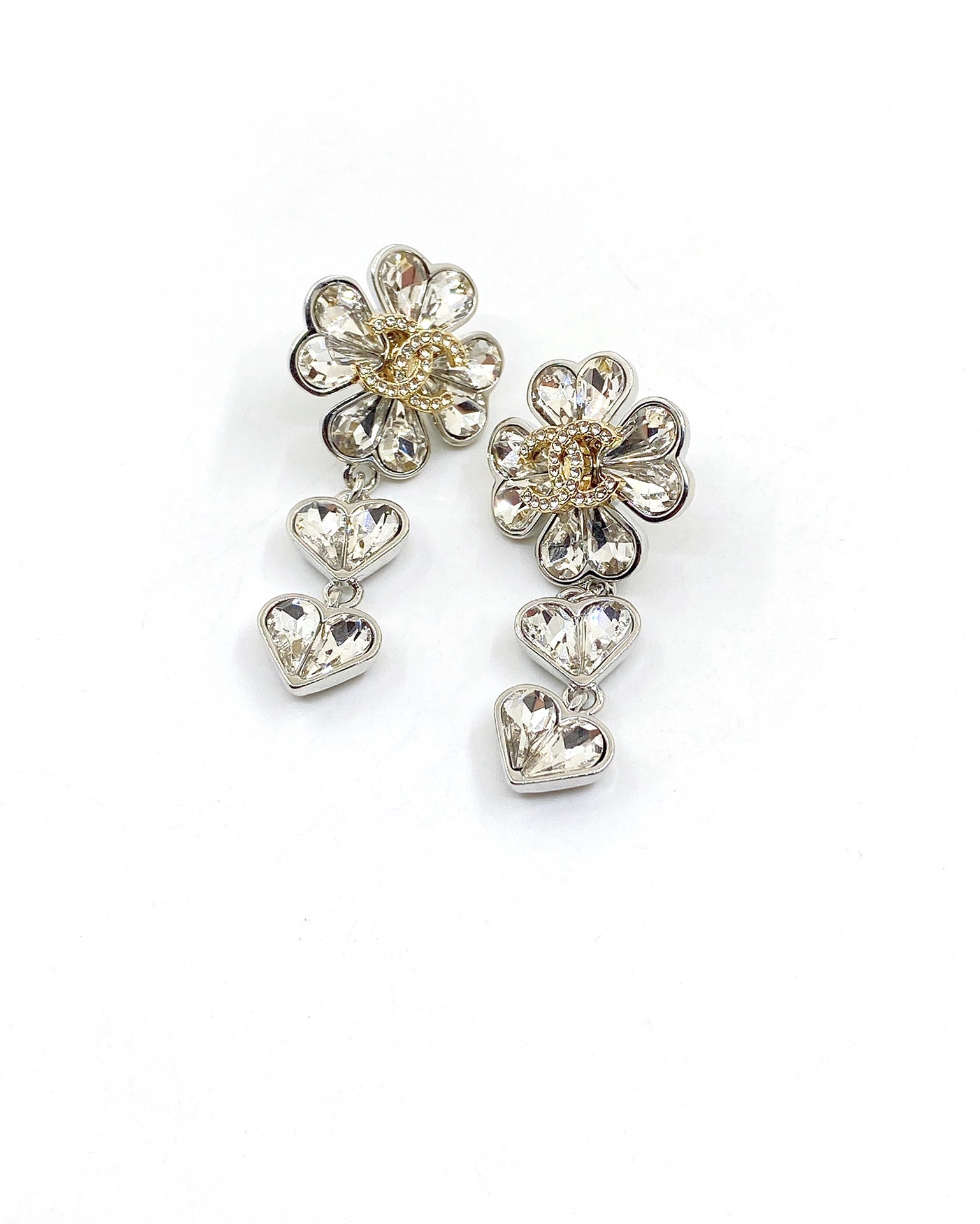 18K  Chanel Crystal Flower Earrings