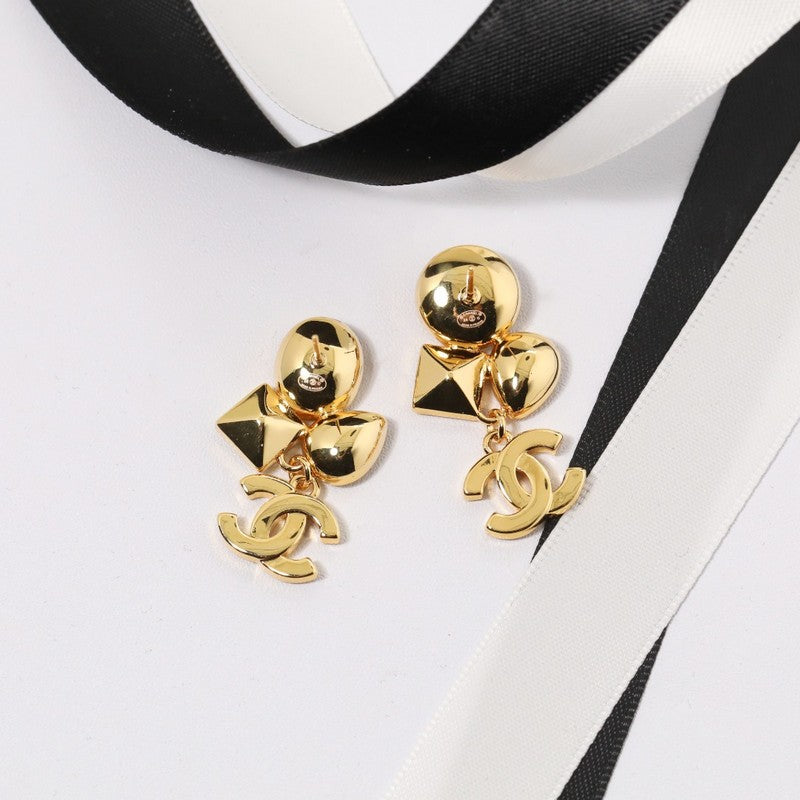 18K  Chanel Color Crystal Gold Earrings
