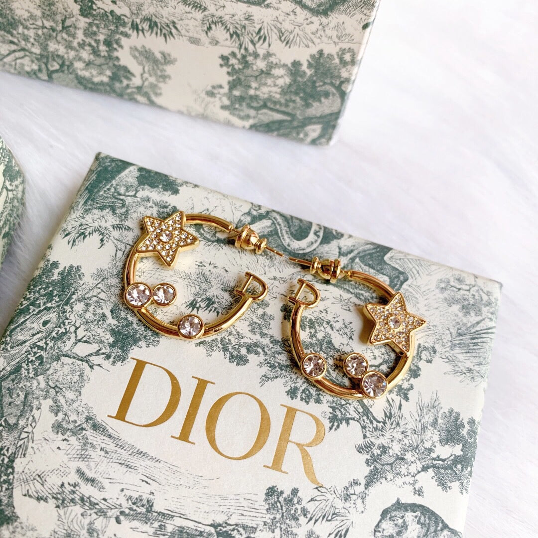 18K Dior Star Pink Crystals Earrings