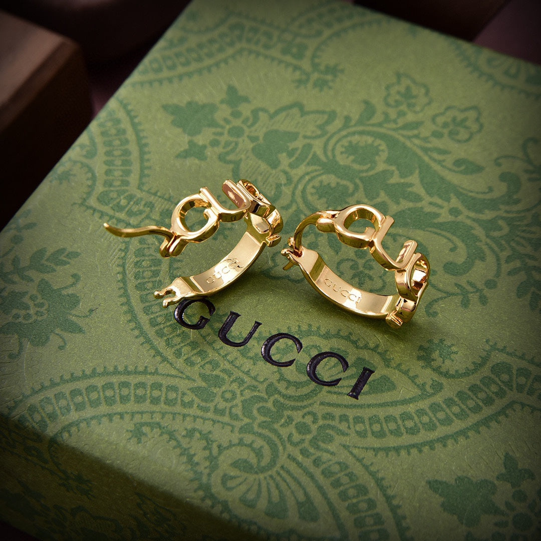 18K Double Gucci Script Earrings