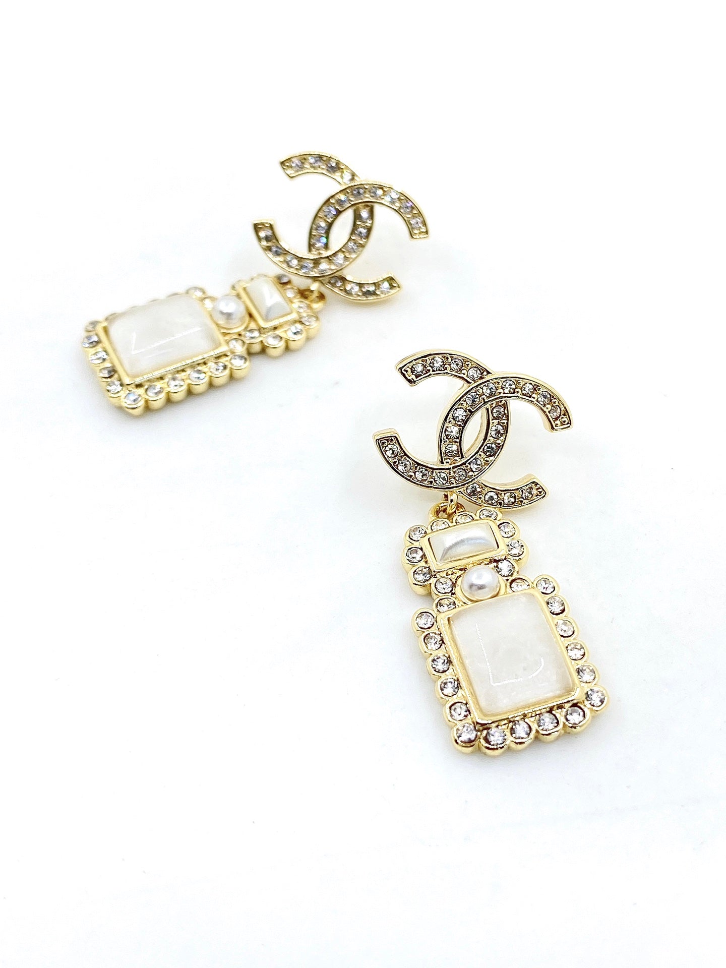 18K  Chanel Perfume Bottle Earrings