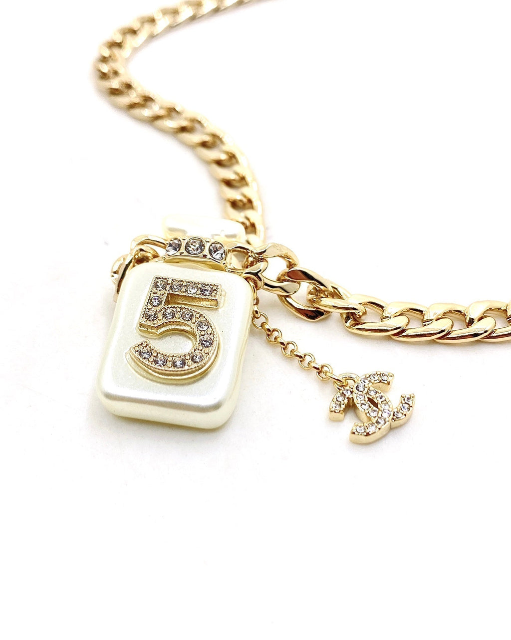 18K  Chanel No.5 Perfume Pendant Chain Necklace
