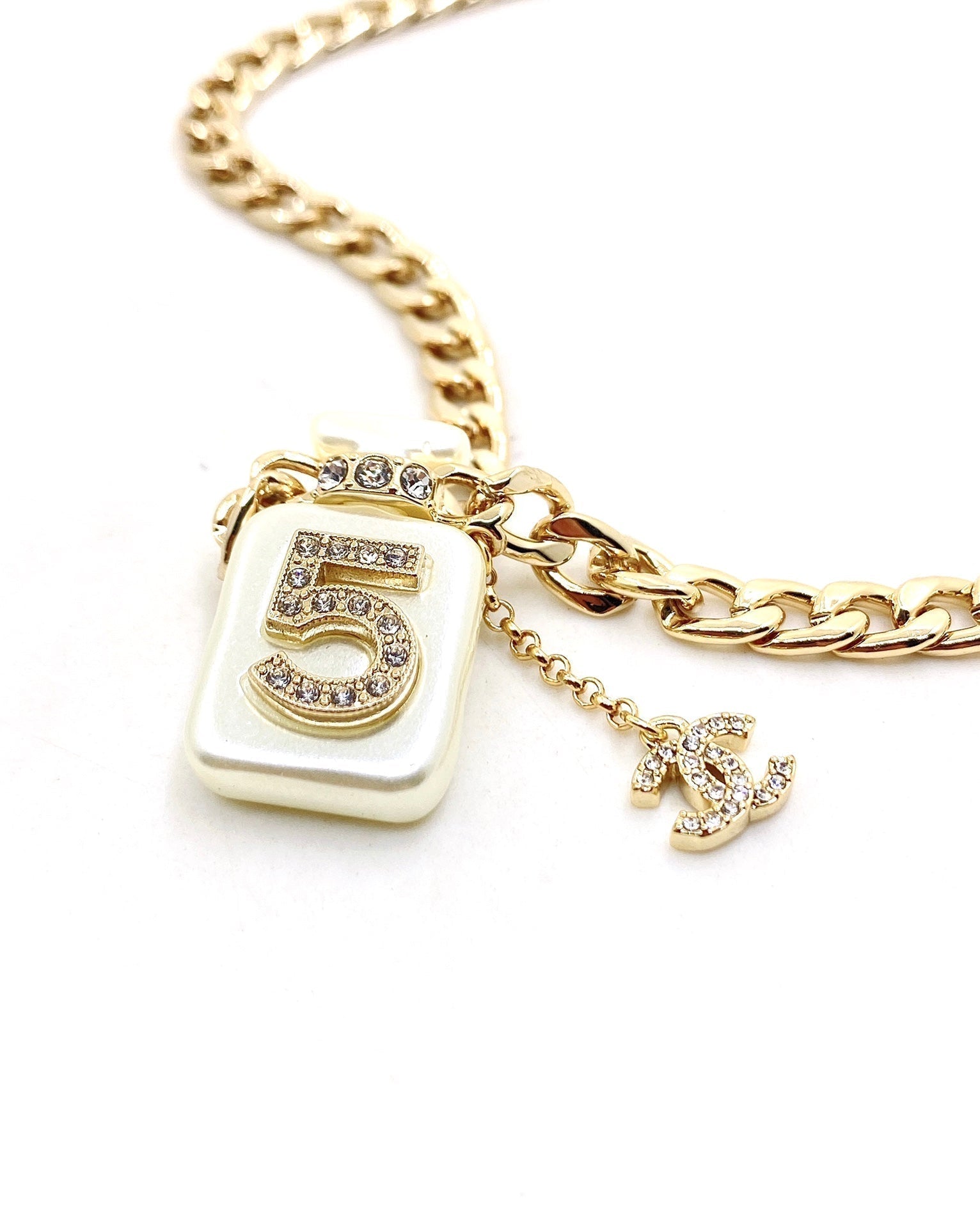 18K  Chanel No.5 Perfume Pendant Chain Necklace