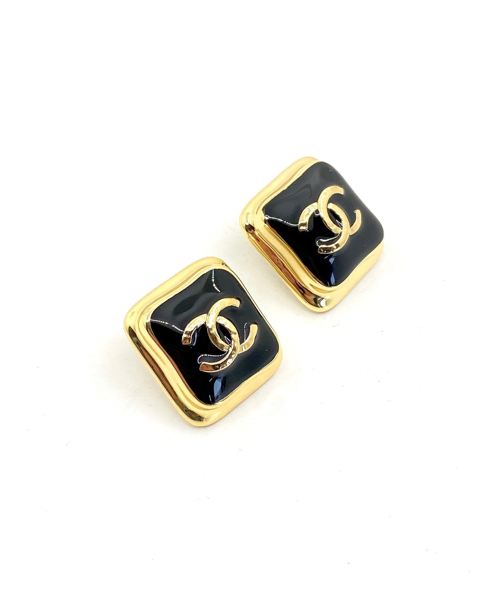 18K Square  Chanel Earrings