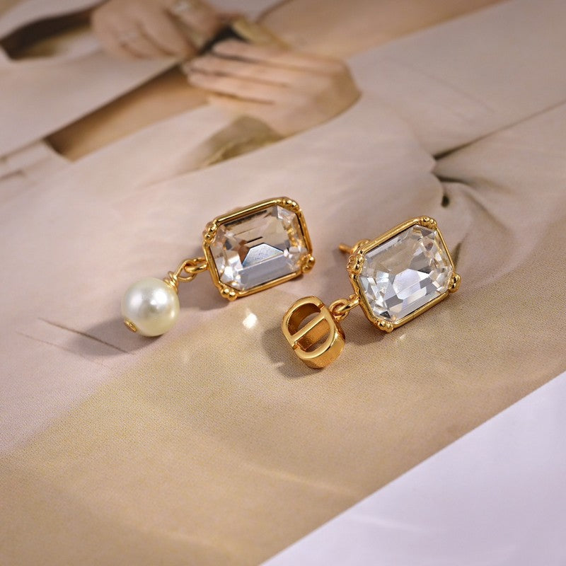 18K Dior Tribales Pearl Crystal Earrings