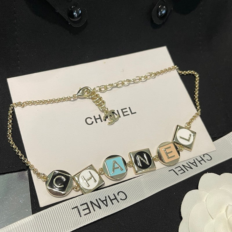 18K  Chanel Color Logo Choker Necklace