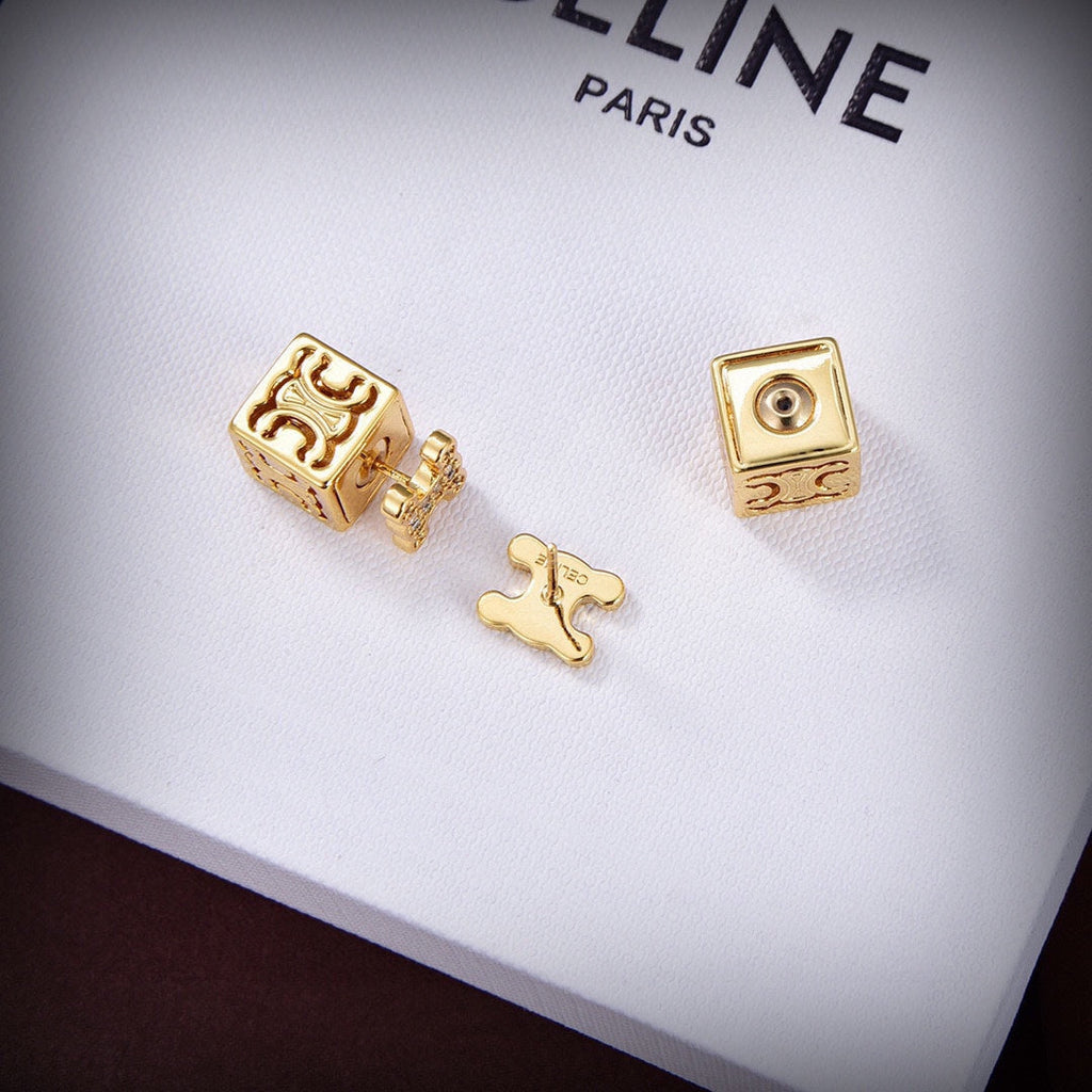 18K Celine Dice Pendant Earrings