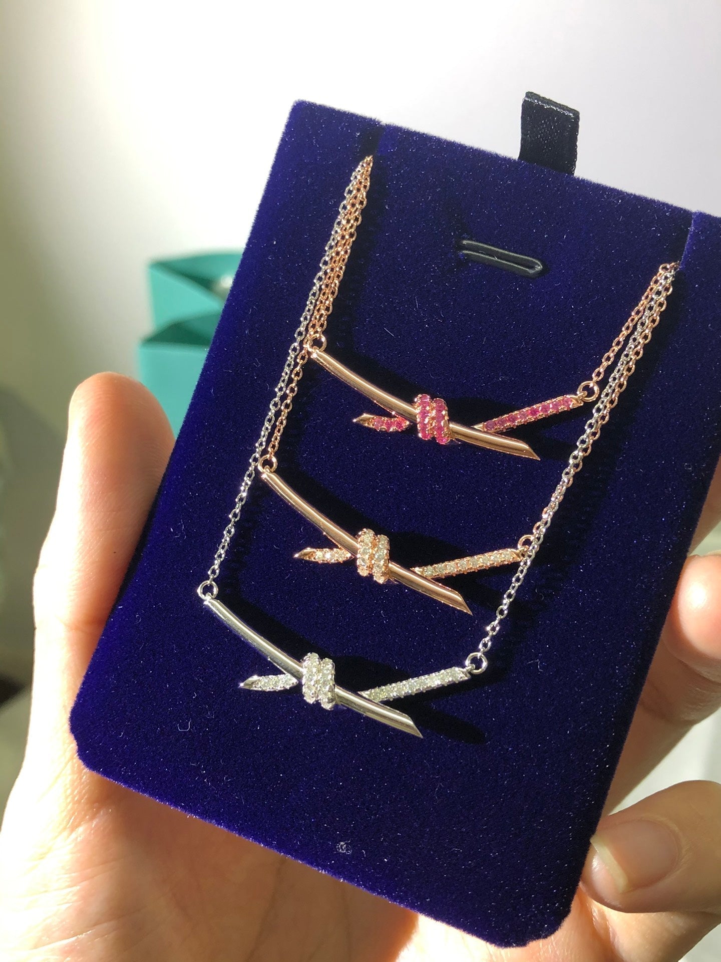18K Tiffany Knot Pendant Diamond Necklace