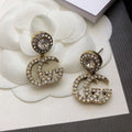 18K Double Gucci GucciCrystal Pendant Earrings