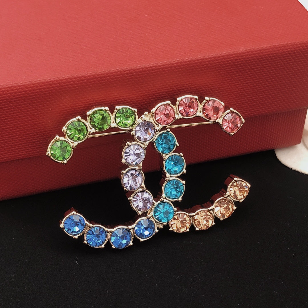 18K  Chanel Color Crystals Brooch
