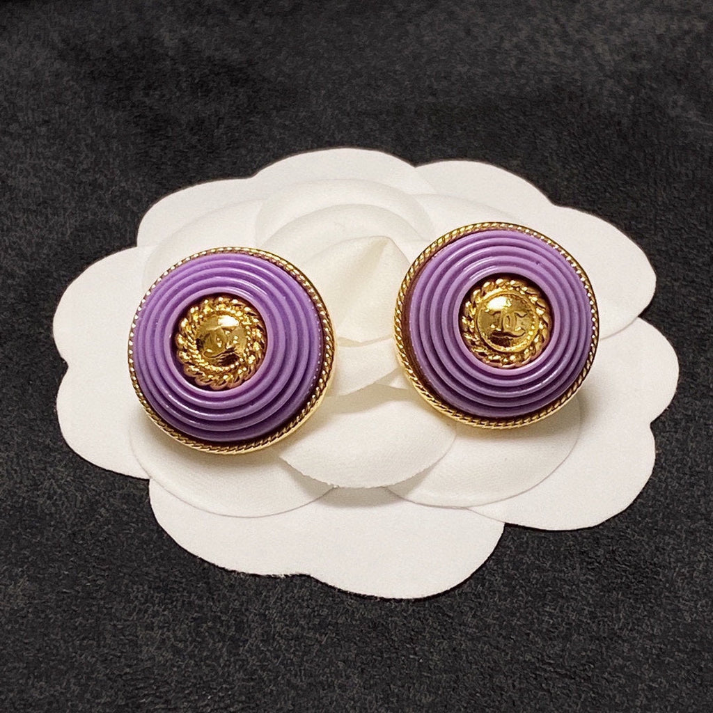 18K  Chanel Purple Resin Earrings