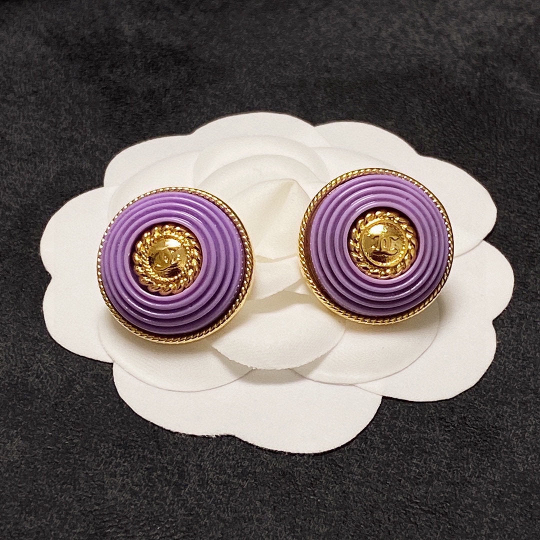 18K  Chanel Purple Resin Earrings