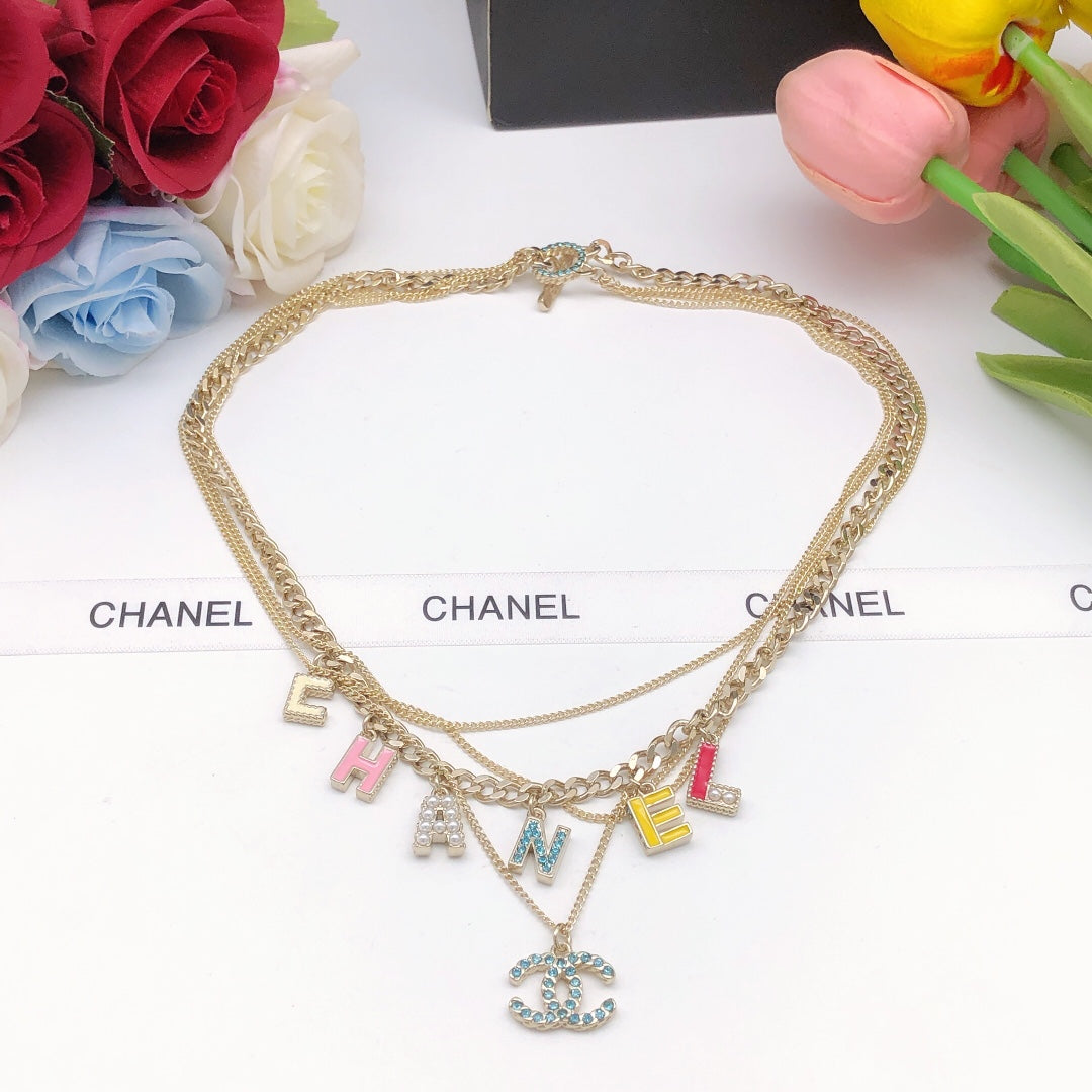 18K  Chanel Color Typo Necklace