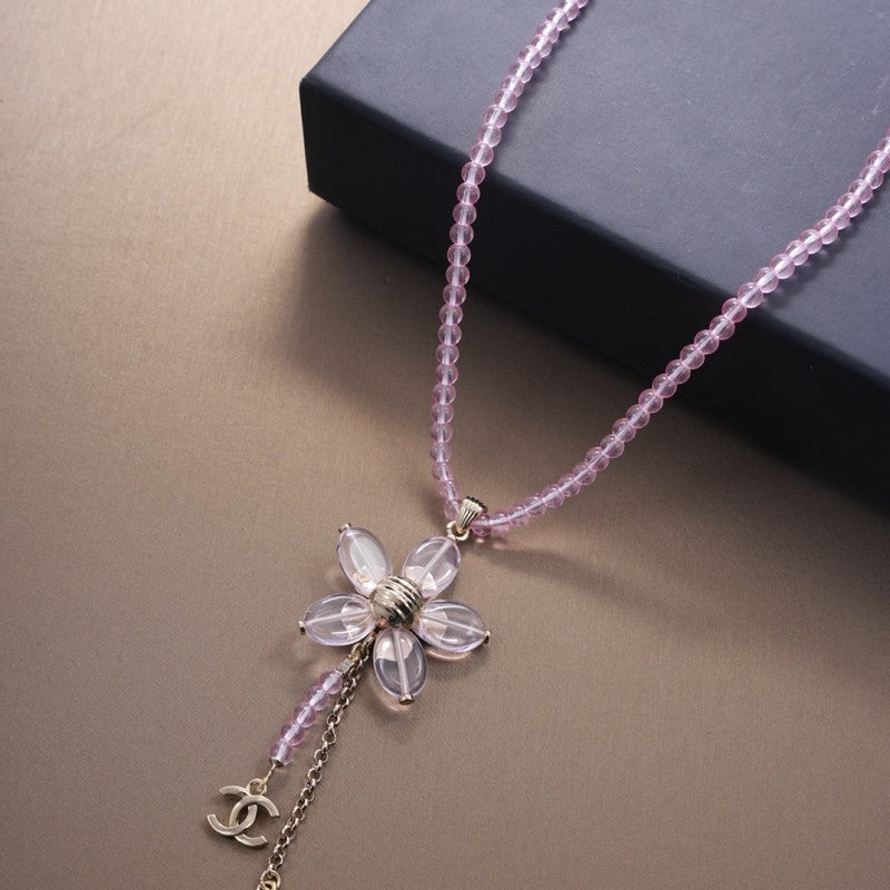 18K  Chanel Purple Crystal Flower Necklace