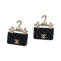 18K  Chanel Classic Bag Pendant Earrings