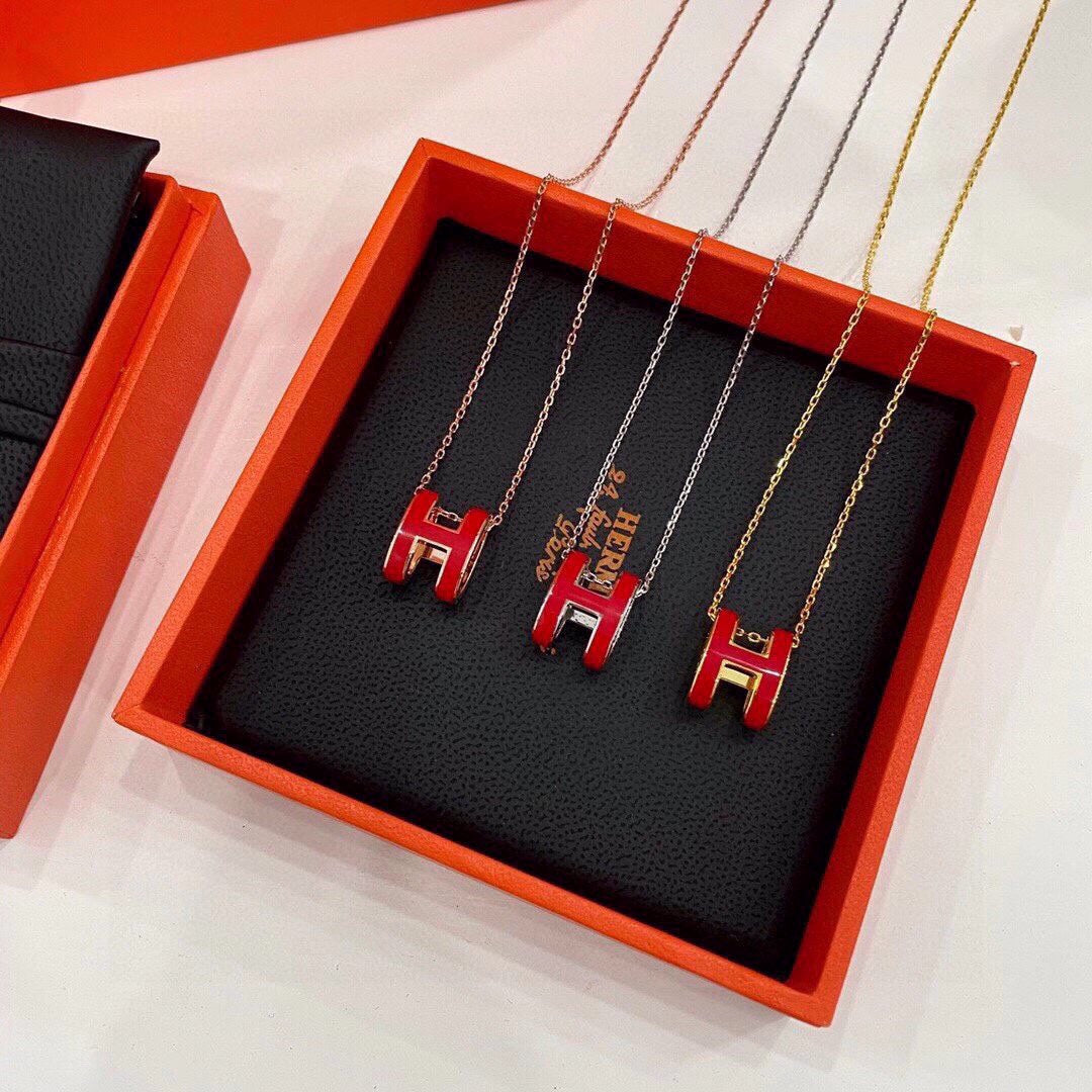 18K Mini Pop Hermes Red Necklace