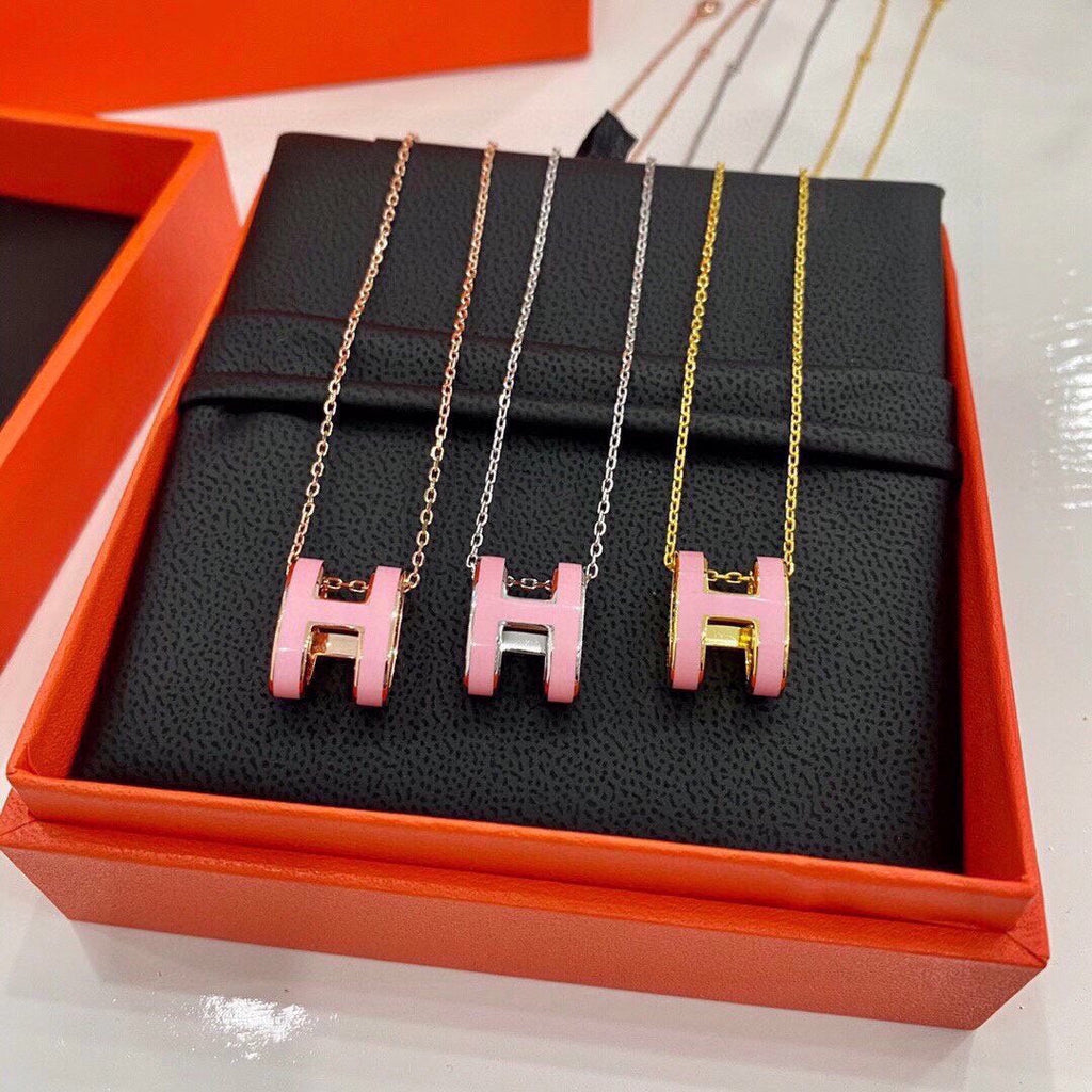 18K Mini Pop Hermes Pink Necklace