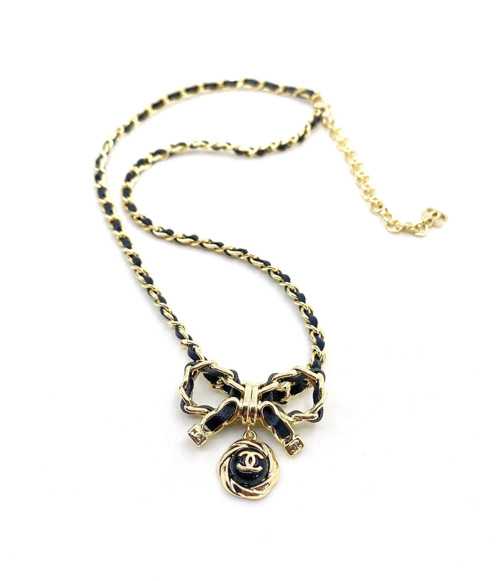 18K  Chanel Rhinestone Bow Tie Necklace