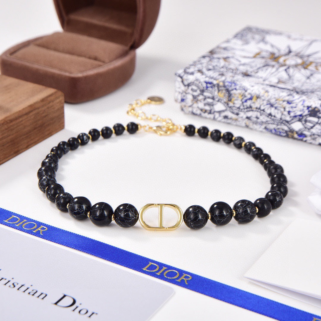 18K Dior 30 Montaigne Choker Black Pearls Necklace