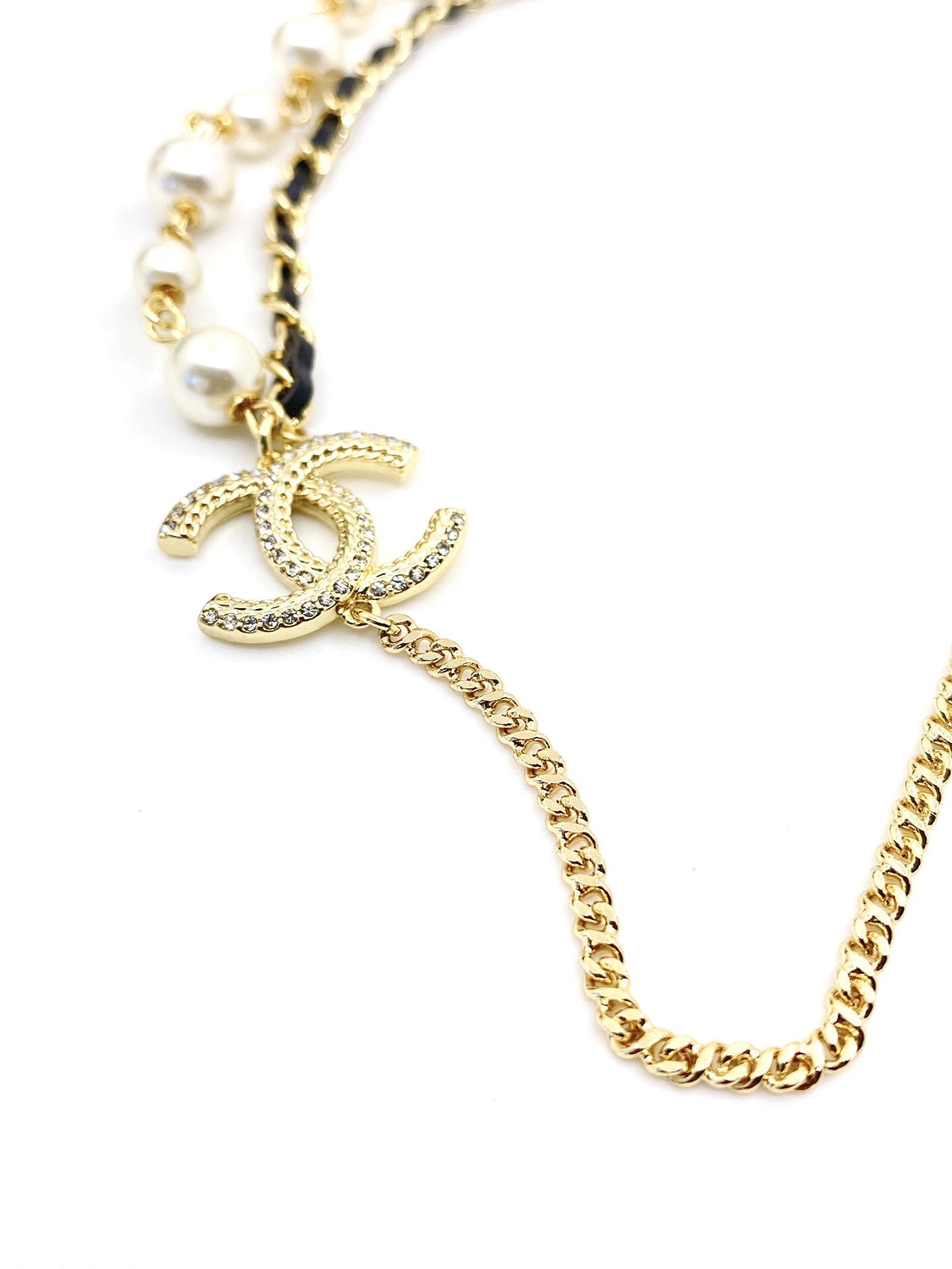 18K  Chanel Pearls & Leather Necklace