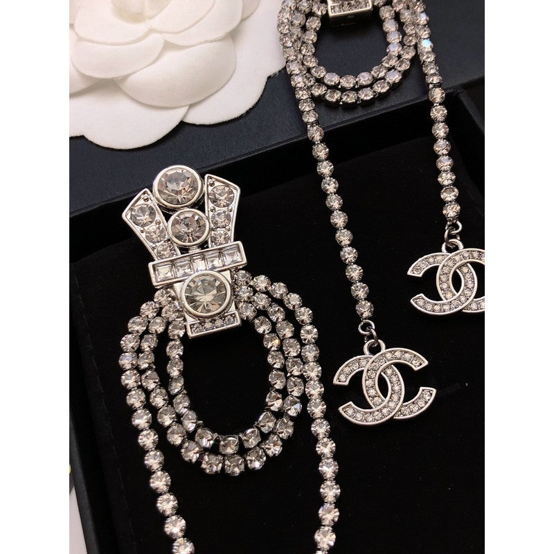 18K  Chanel Tassel Crystal Earrings