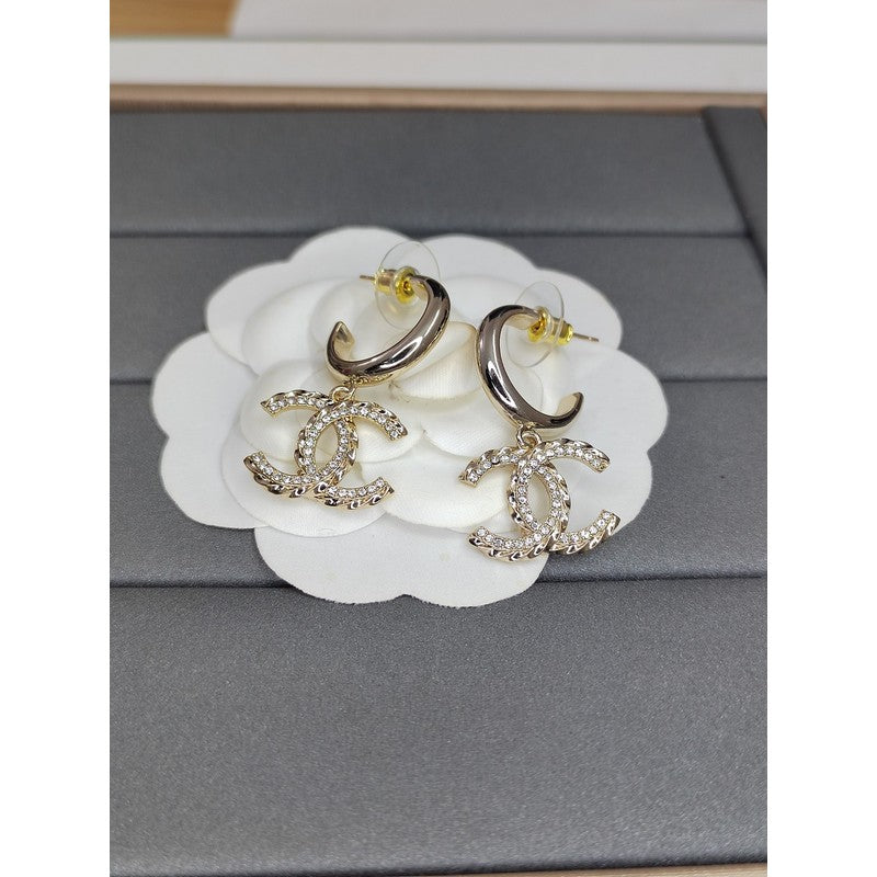18K  Chanel Diamond Pendant Earrings
