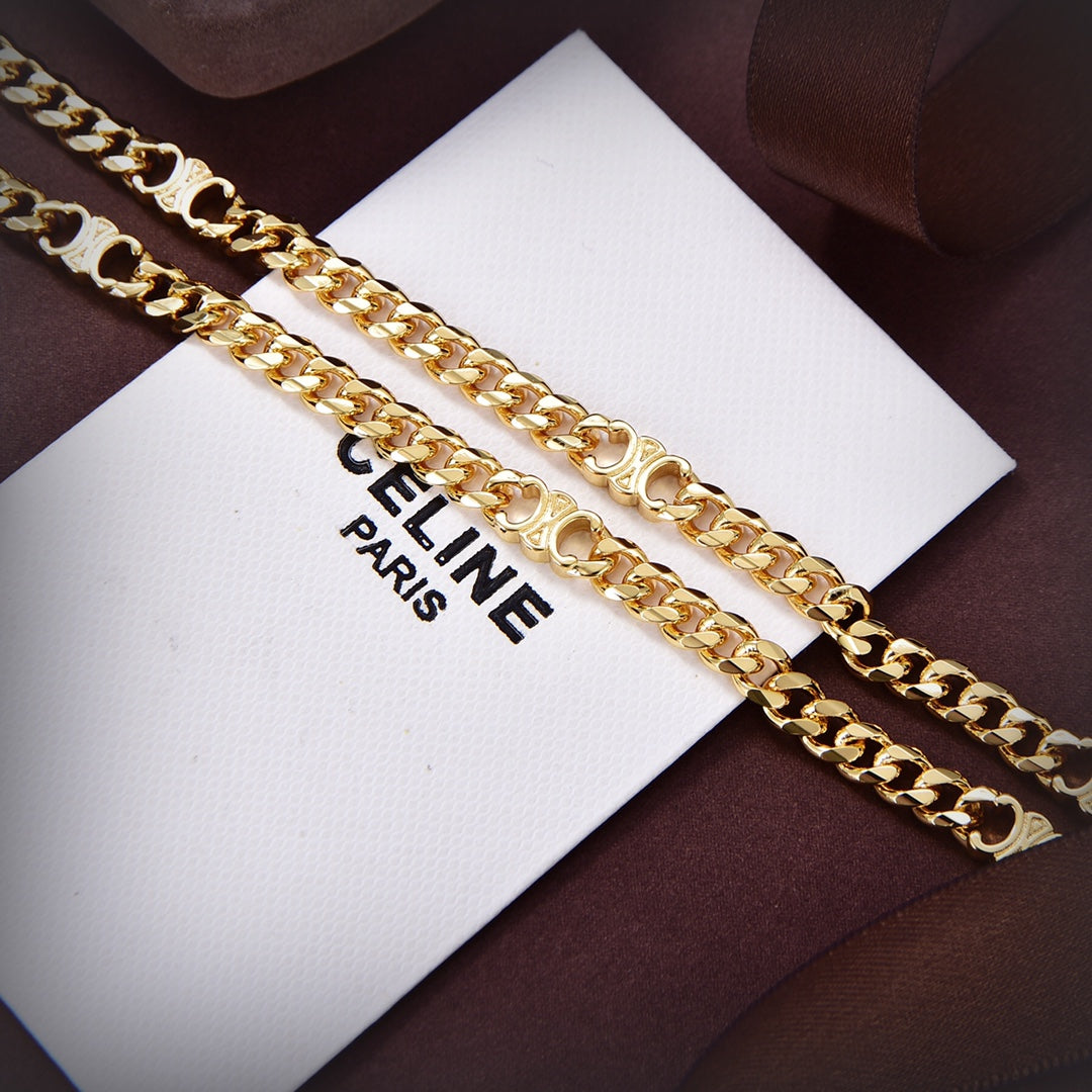 18K Dior Celine Small Gourmette Necklace