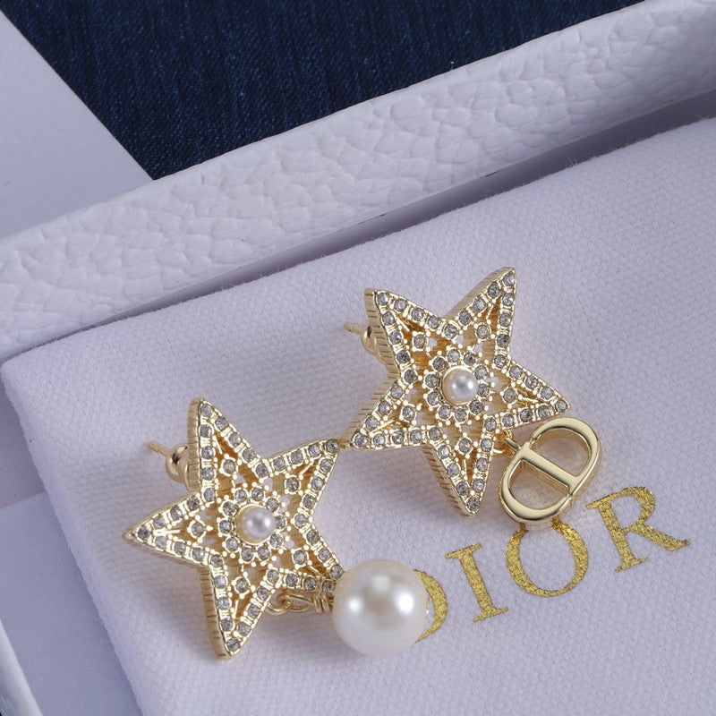 18K Dior Star Diamond Earrings