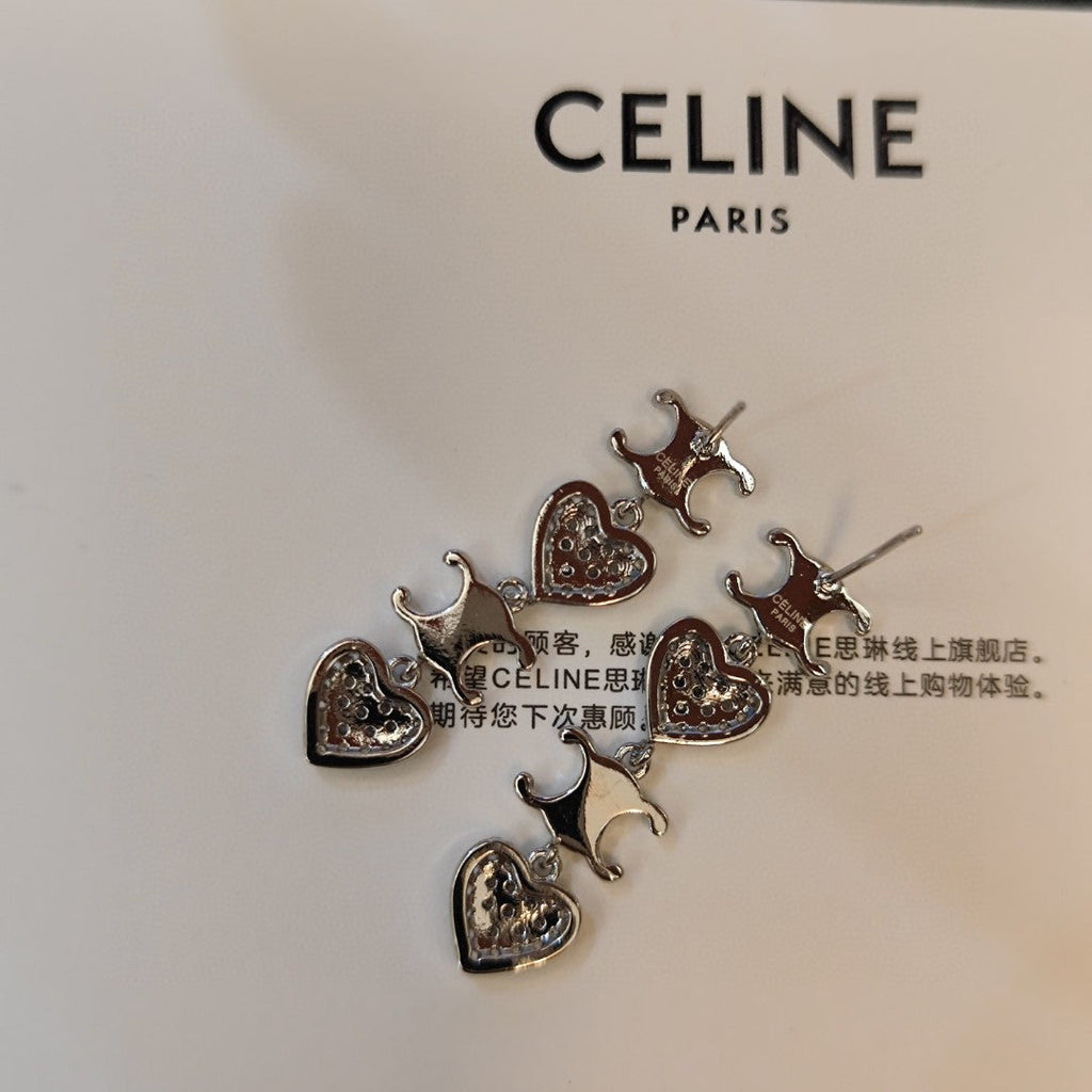 18K Celine Heart Pendant Earrings