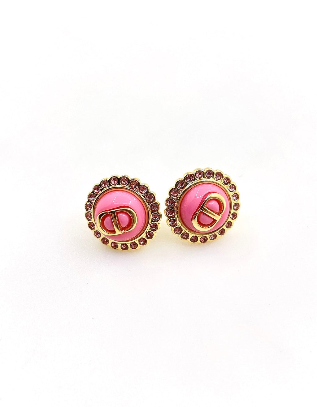 18K  Chanel Pink Crystal Earrings